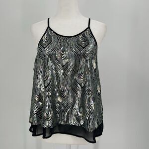 Astr Black and Silver Sequin Tank Top